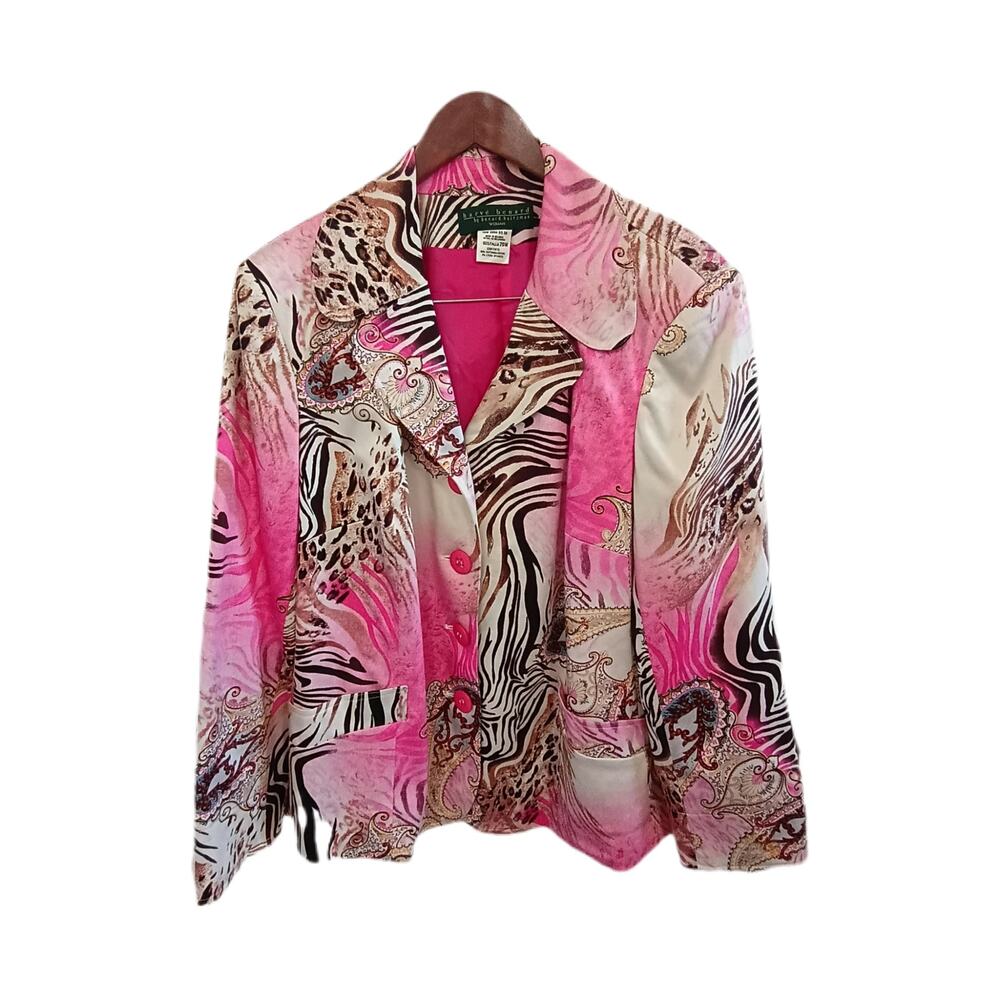 Harvé Benard Women's Pink Animal Print Blazer Size 20W